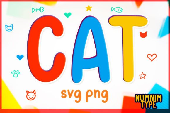 Cat and Kids SVG PNG Alphabet Letter a-Z