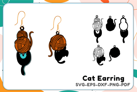 Cat Dangle Earrings Cat Lover Svg