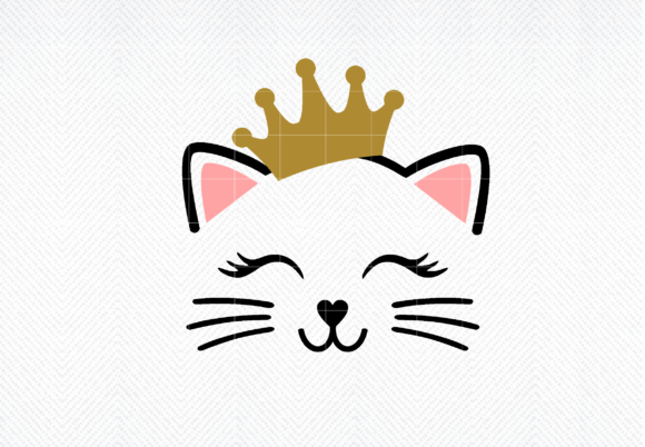 Cat Face with Crown SVG, Kitten Face Svg