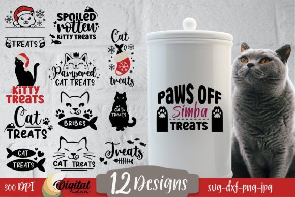 Cat Jar Treats Bundle Svg. Cat Lover Svg