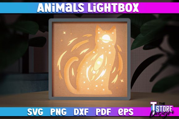 Cat Lightbox SVG Design Paper Cut SVG