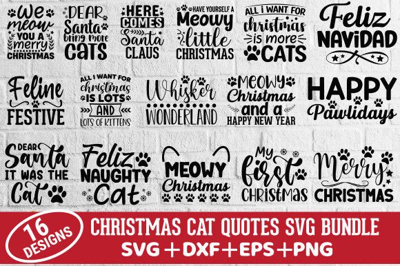 Christmas Cat Quotes SVG Bundle
