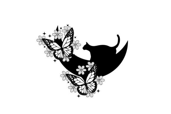 Cozy Cute Cat and Butterflies Svg