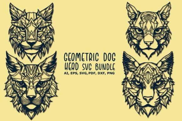 Cricut Cat Geometric Head SVG Bundle