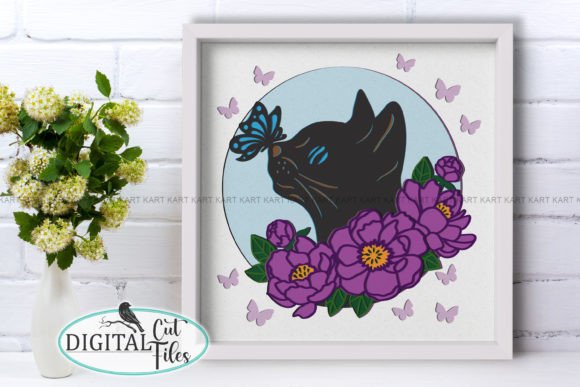 Floral Cat Shadow Box Svg Cricut