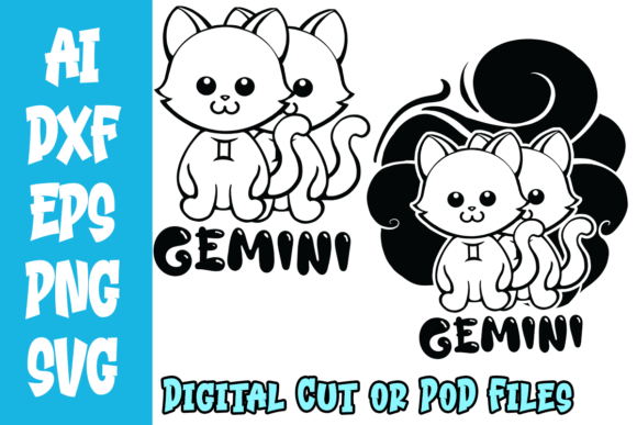 Gemini Kitten Elemental Background SVG