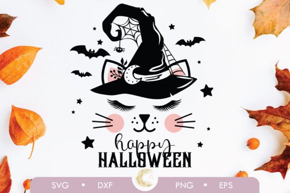 Happy Halloween Cute Cat Face Svg
