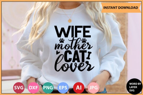 Wife Mother Cat Lover SVG RETRO